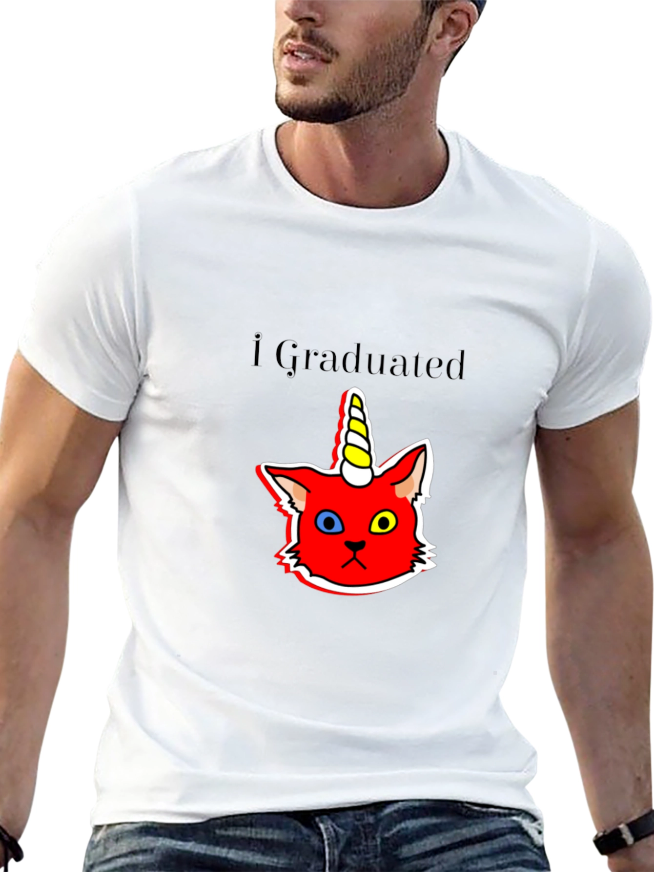 Graduated Unicorn Cat Black T-Shirt