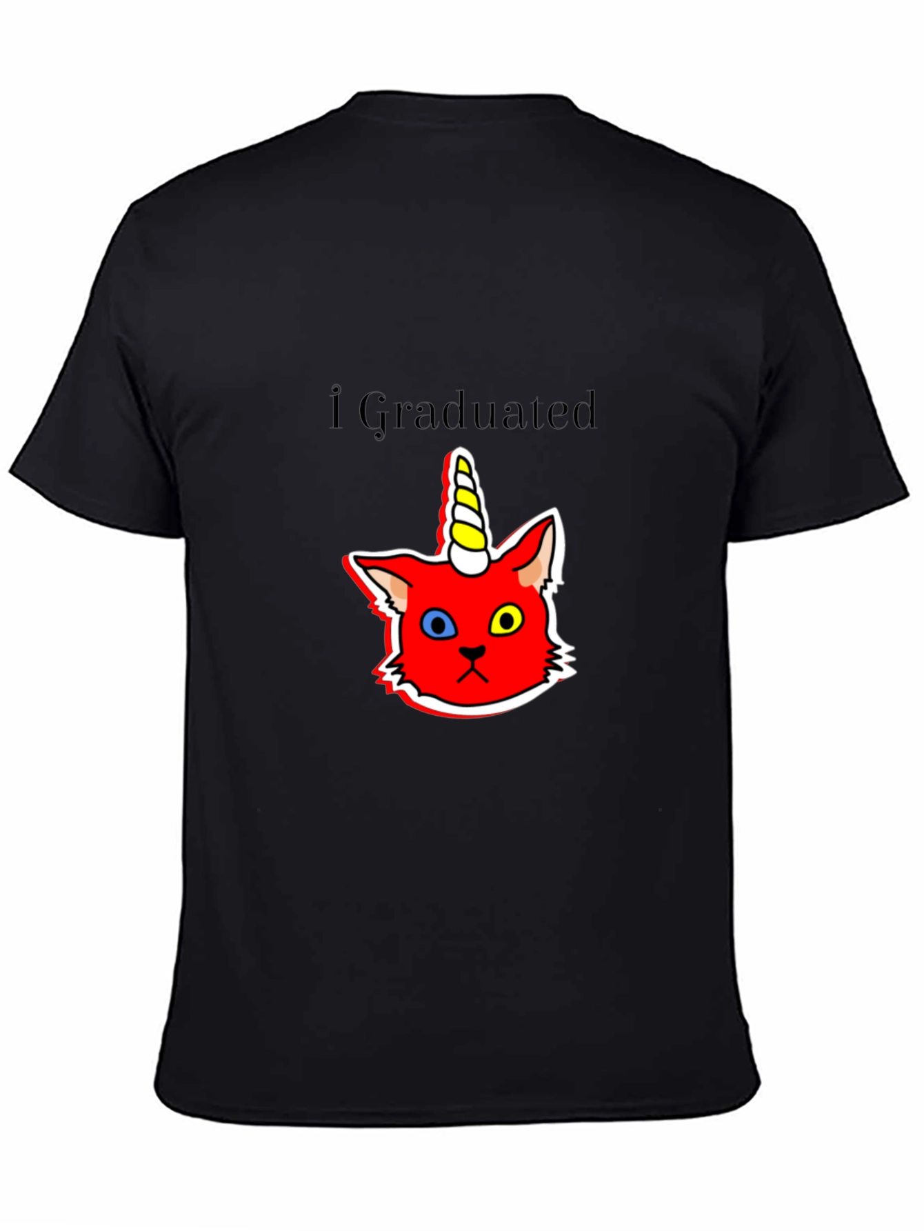 Graduated Unicorn Cat Black T-Shirt
