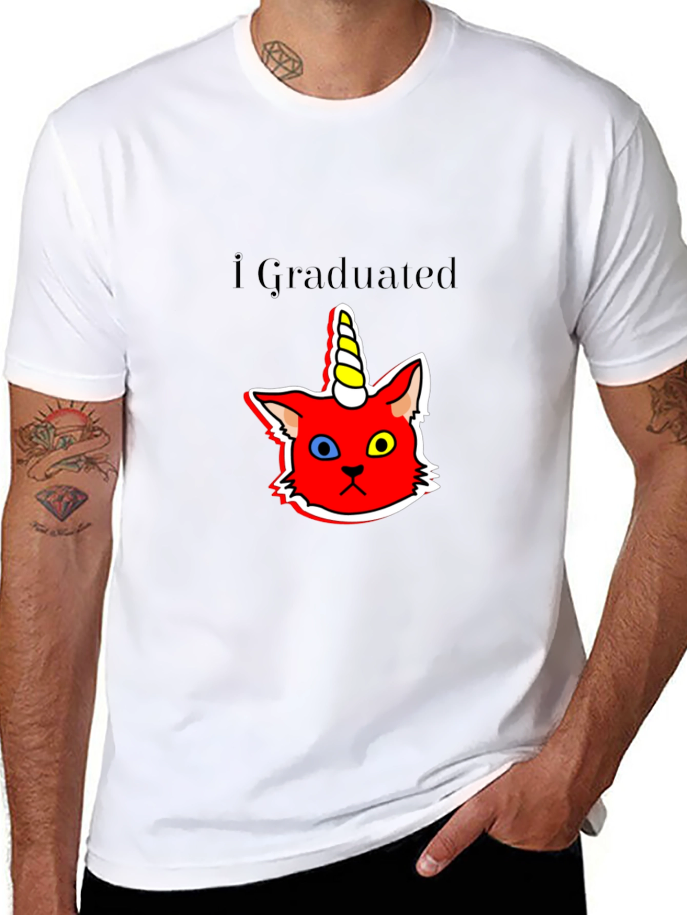 Graduated Unicorn Cat Black T-Shirt