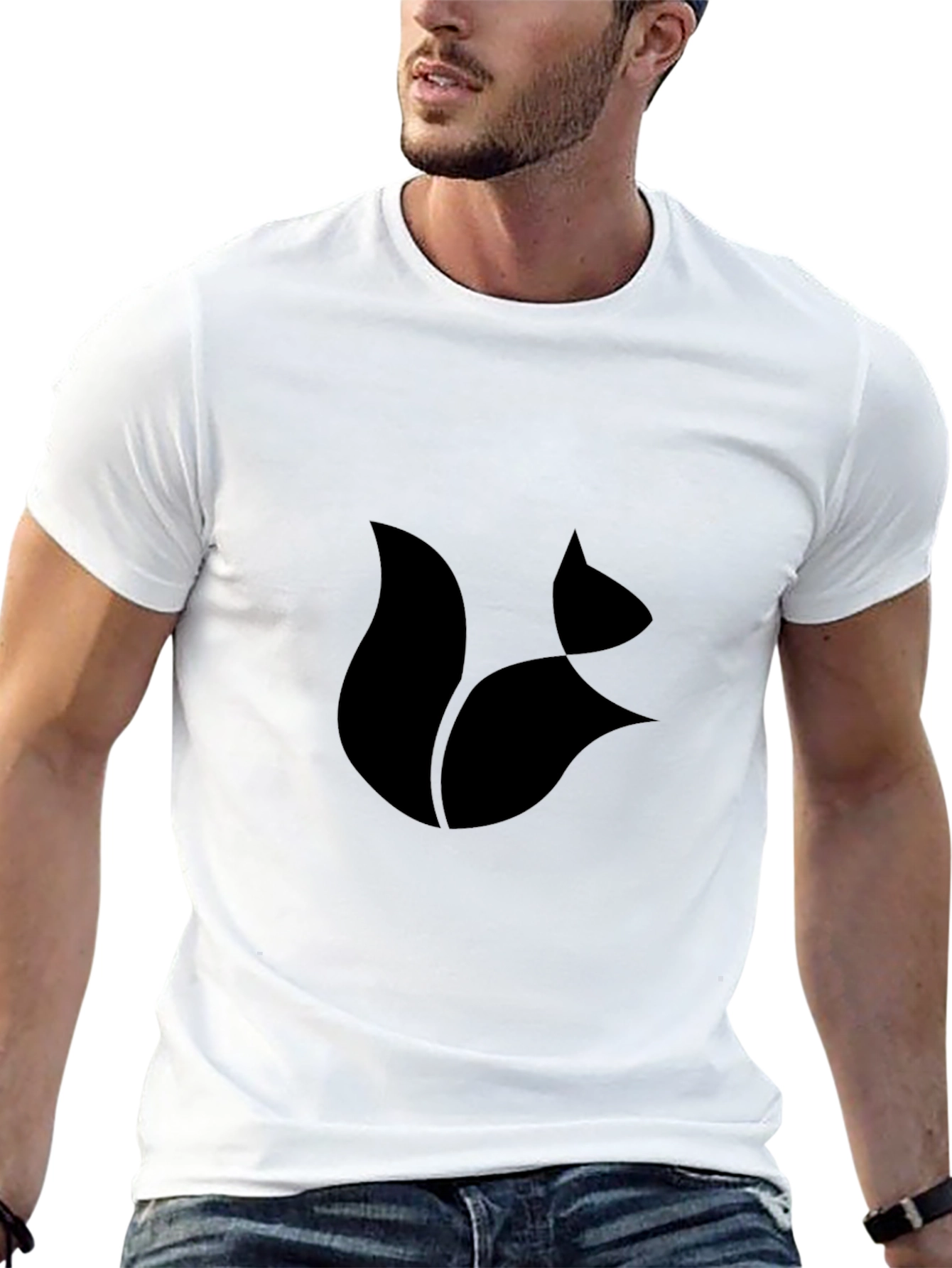 Modern Fox Graphic Tee - Sleek Black T-Shirt