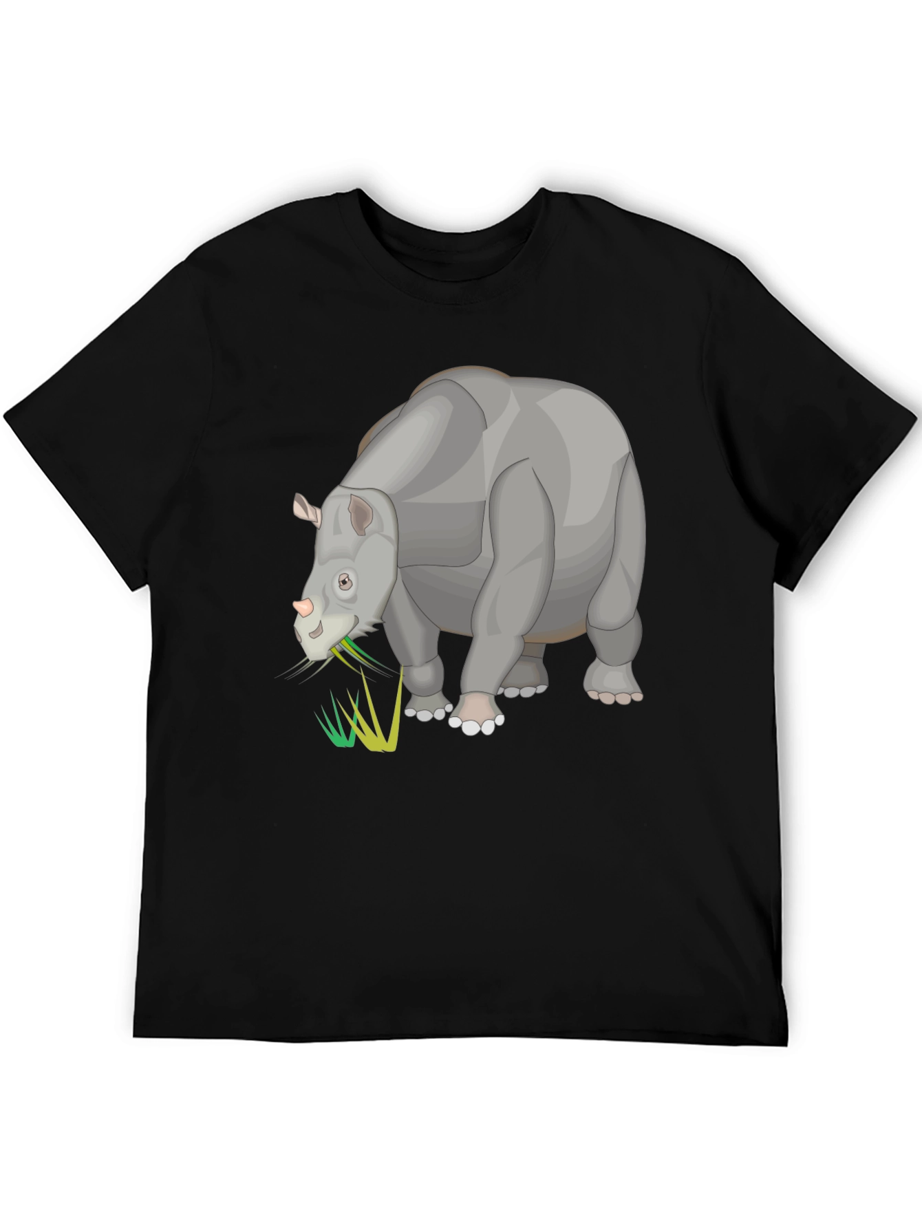 Cartoon Rhino Black T-Shirt - Unique Animal Graphic Tee