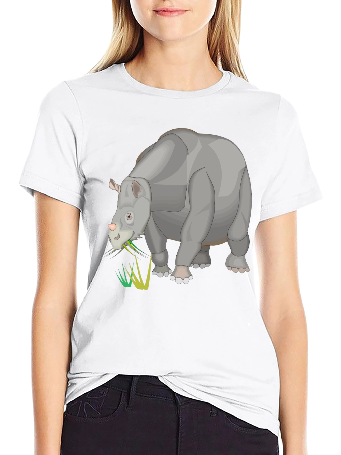 Cartoon Rhino Black T-Shirt - Unique Animal Graphic Tee
