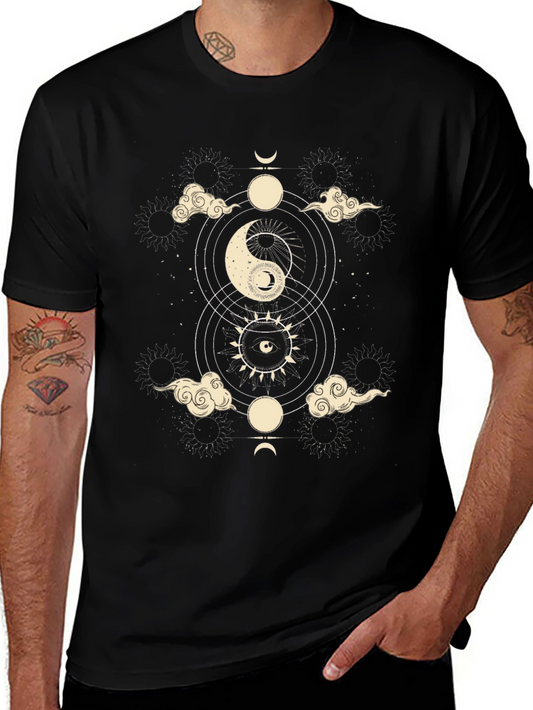 Yin Yang Celestial Graphic Tee - Black