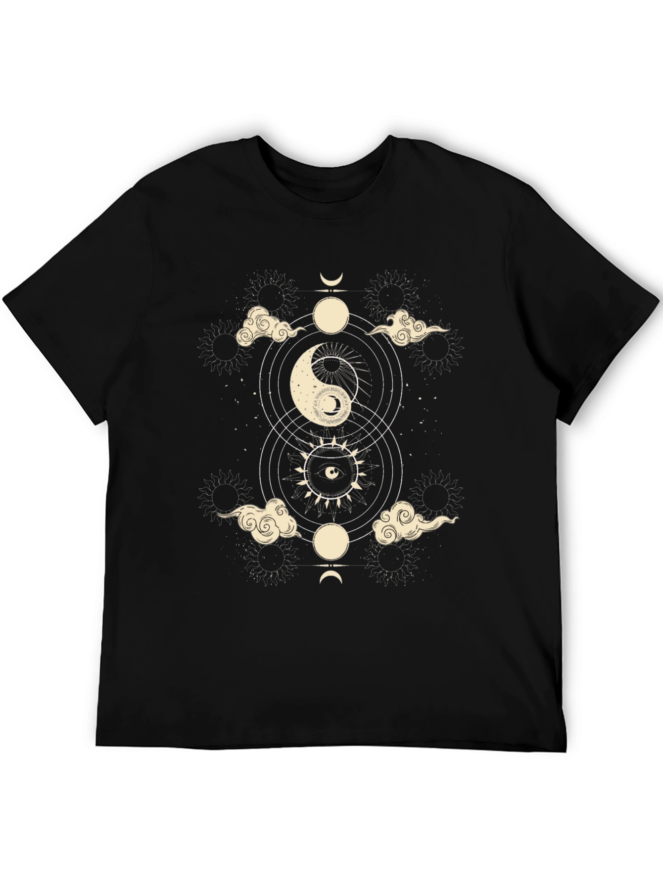 Yin Yang Celestial Graphic Tee - Black
