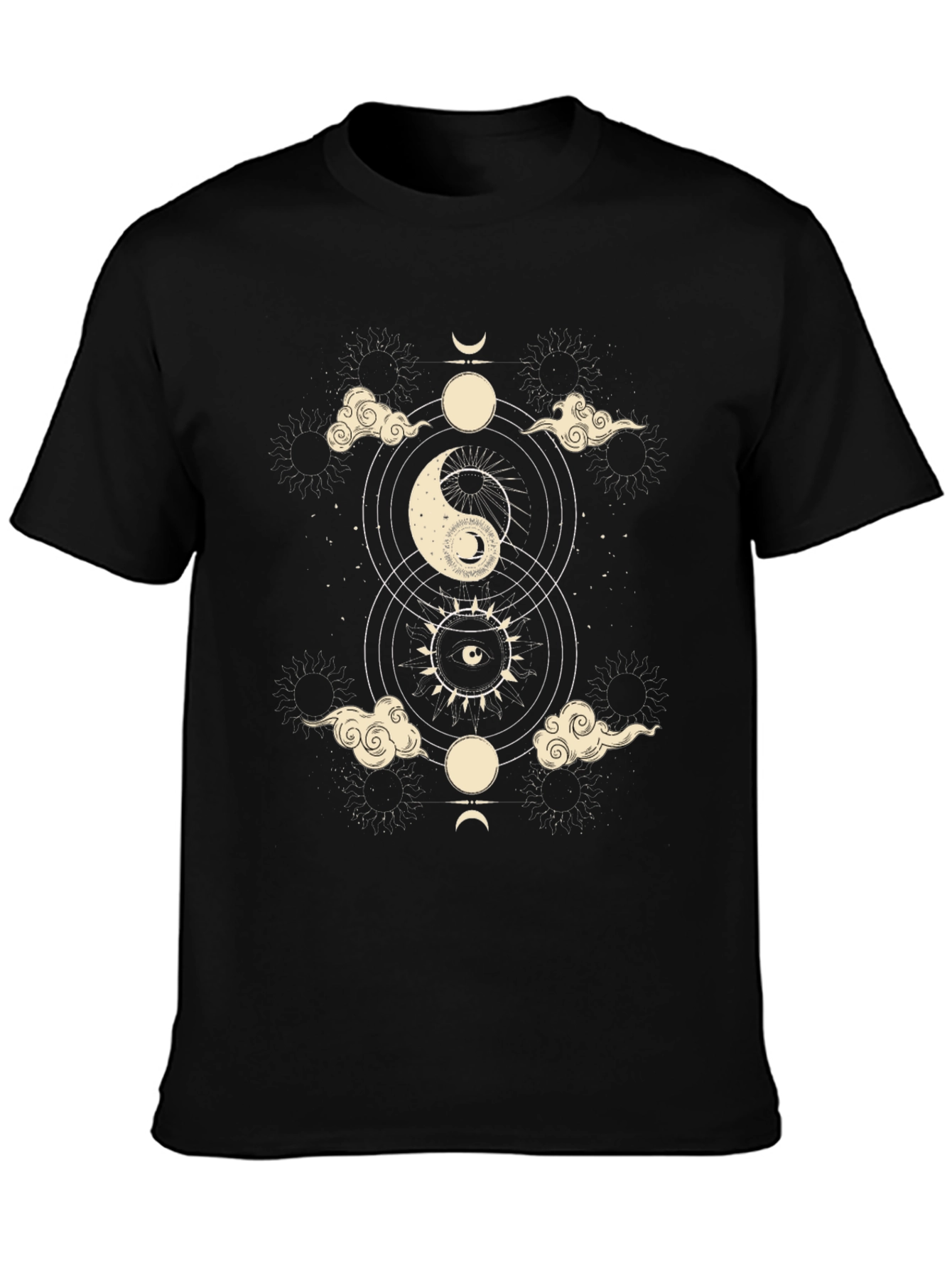 Yin Yang Celestial Graphic Tee - Black