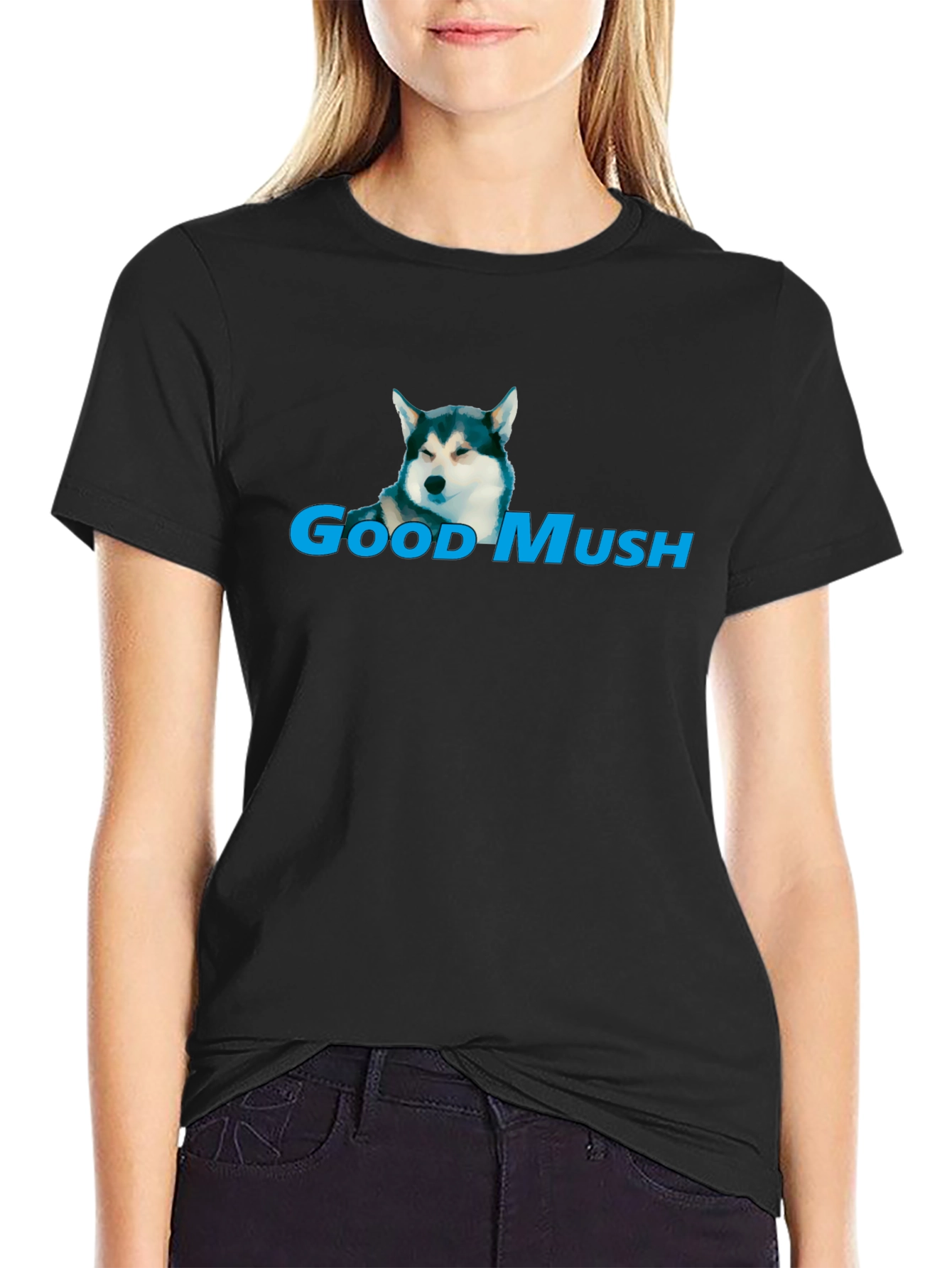Good Mush Husky Graphic Black T-Shirt