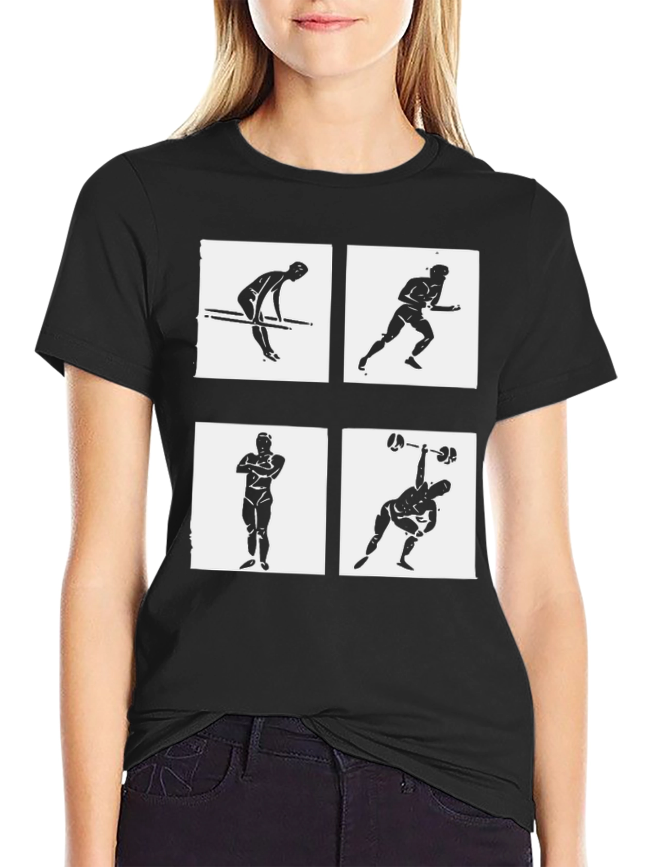 Mens Black Graphic Tee - Exercise Icons