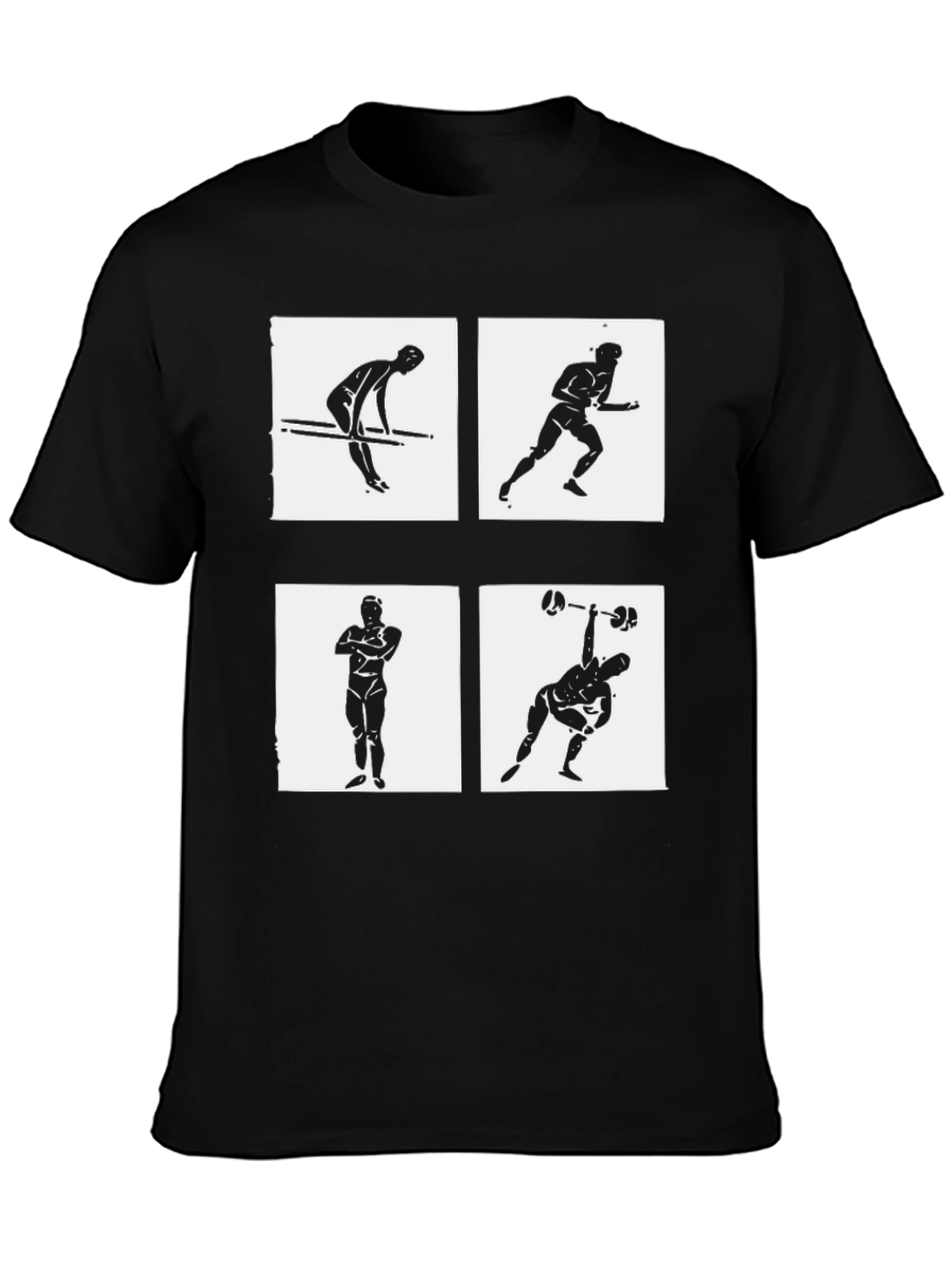 Mens Black Graphic Tee - Exercise Icons