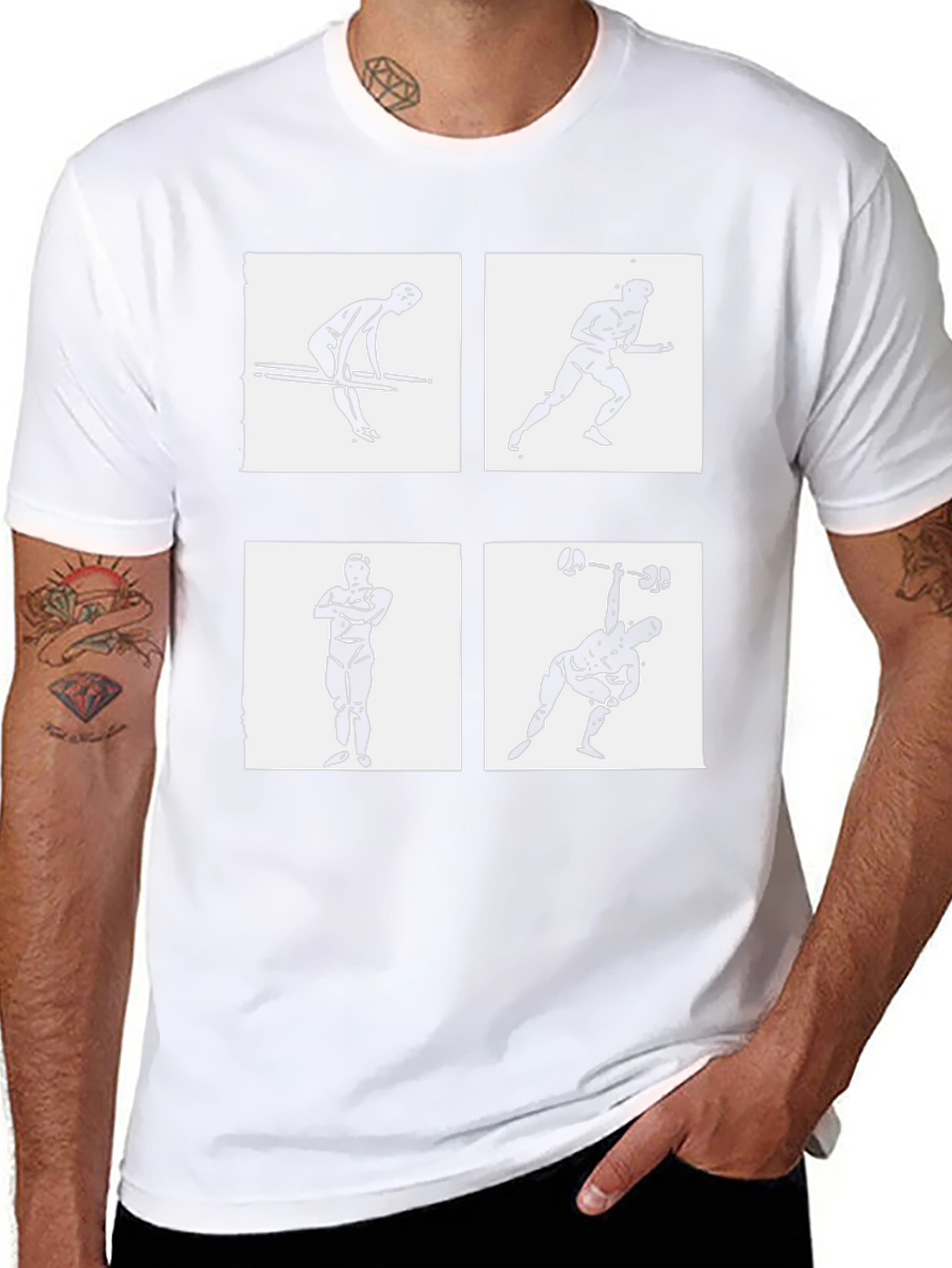 Mens Black Graphic Tee - Exercise Icons