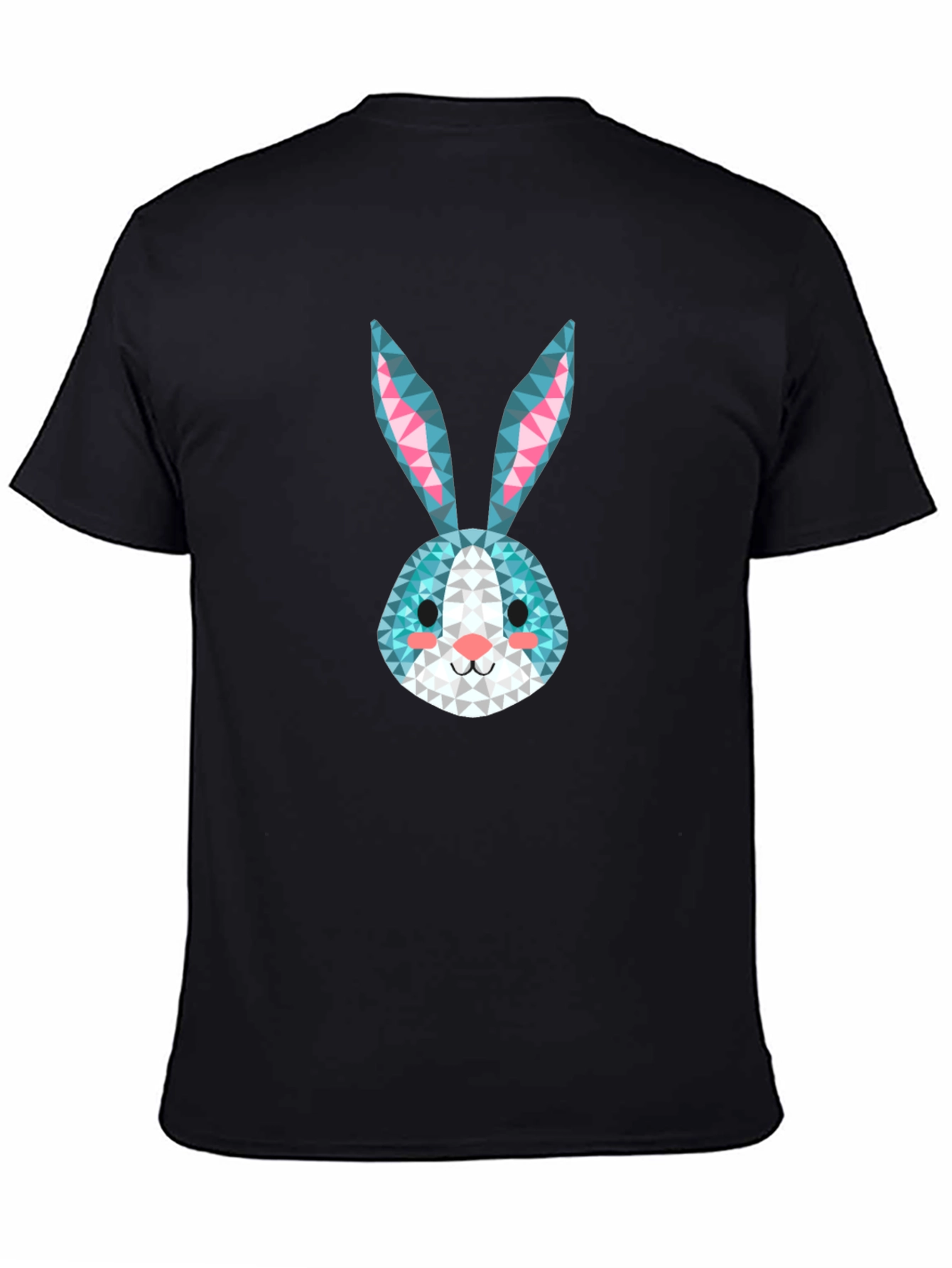 Geometric Rabbit Print Black T-Shirt