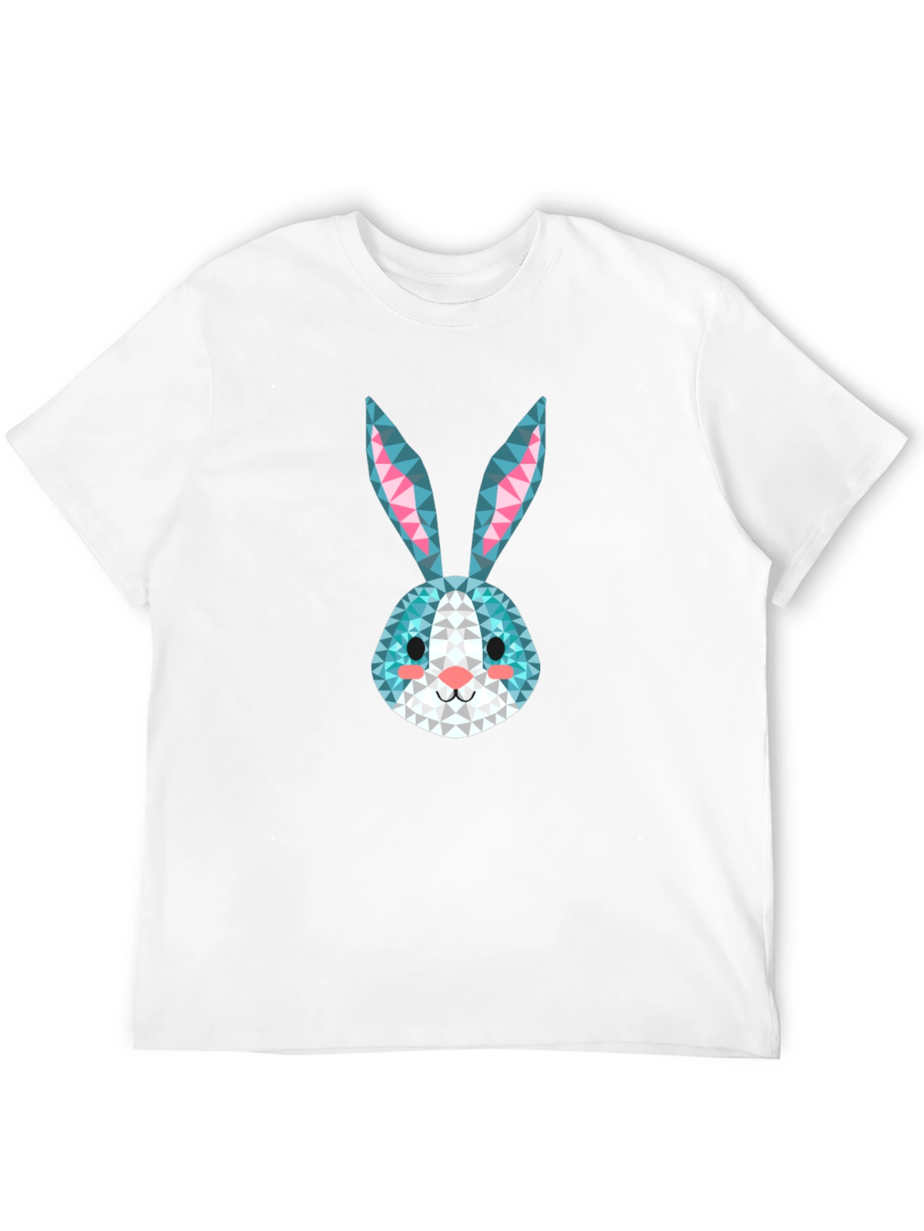 Geometric Rabbit Print Black T-Shirt