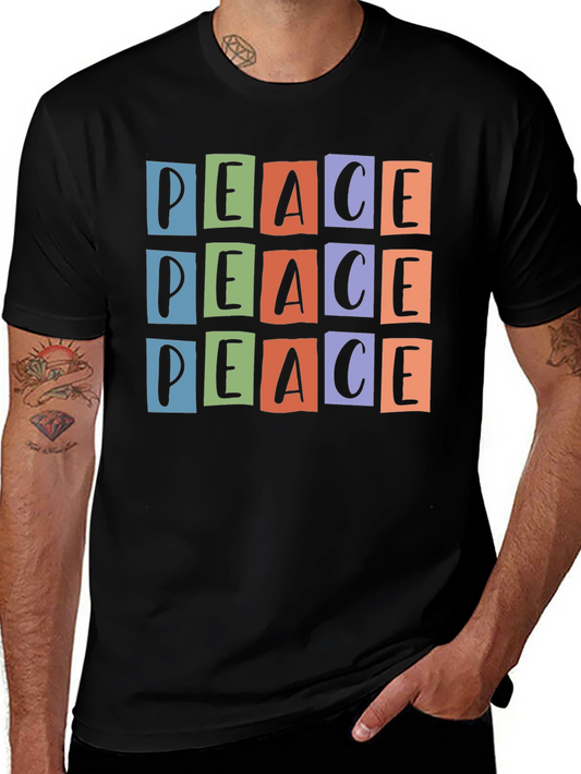 Peace Graphic T-Shirt - Colorful Block Design