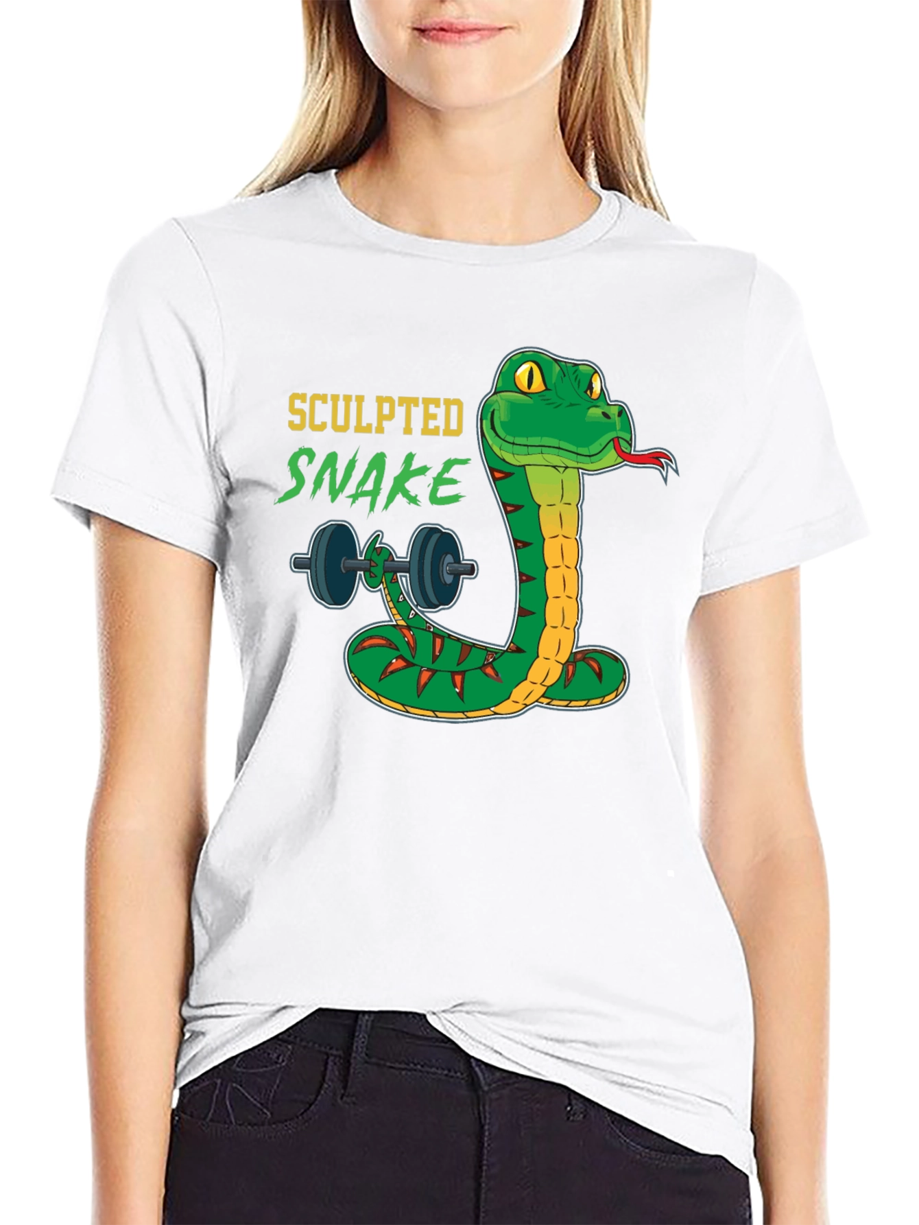 Sculpted Snake Lifting Weights Graphic Tee