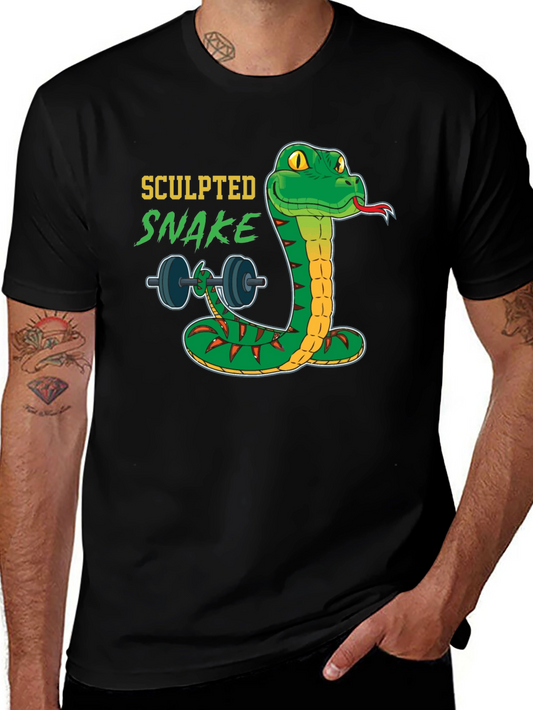 Sculpted Snake Lifting Weights Graphic Tee