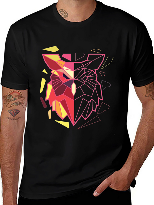 Geometric Owl Graphic Tee - Modern Art Shirt