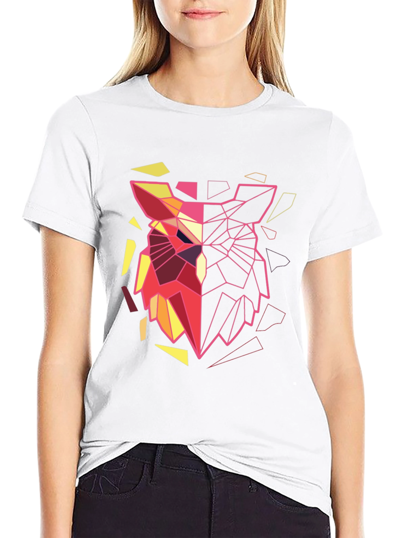 Geometric Owl Graphic Tee - Modern Art Shirt