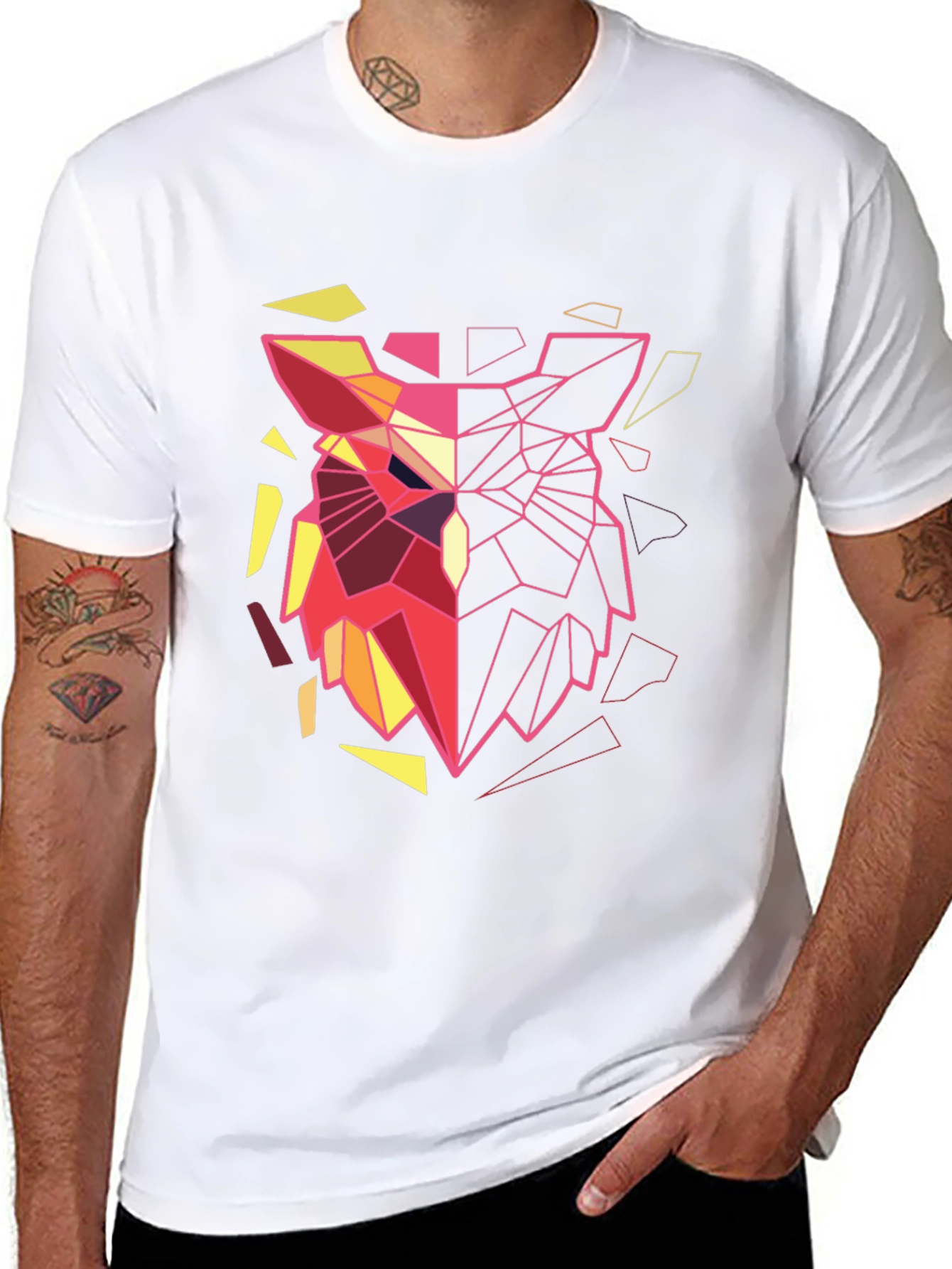Geometric Owl Graphic Tee - Modern Art Shirt