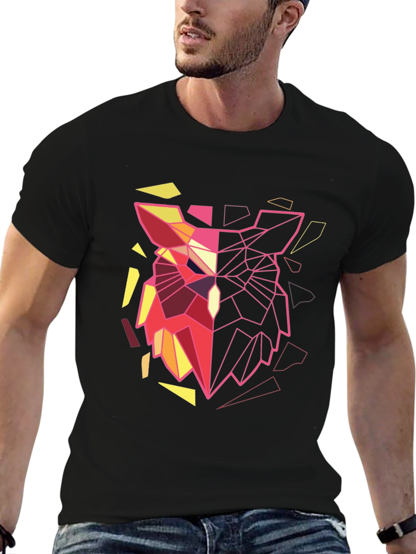 Geometric Owl Graphic Tee - Modern Art Shirt