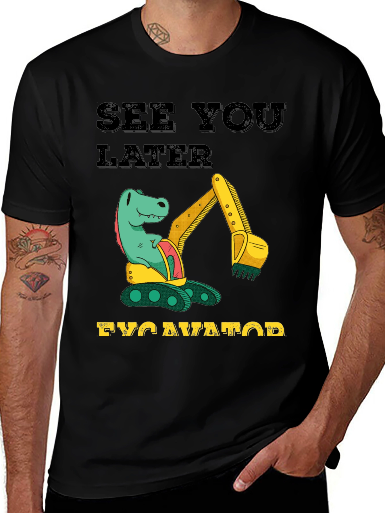 See You Later Excavator Dinosaur Graphic T-Shirt