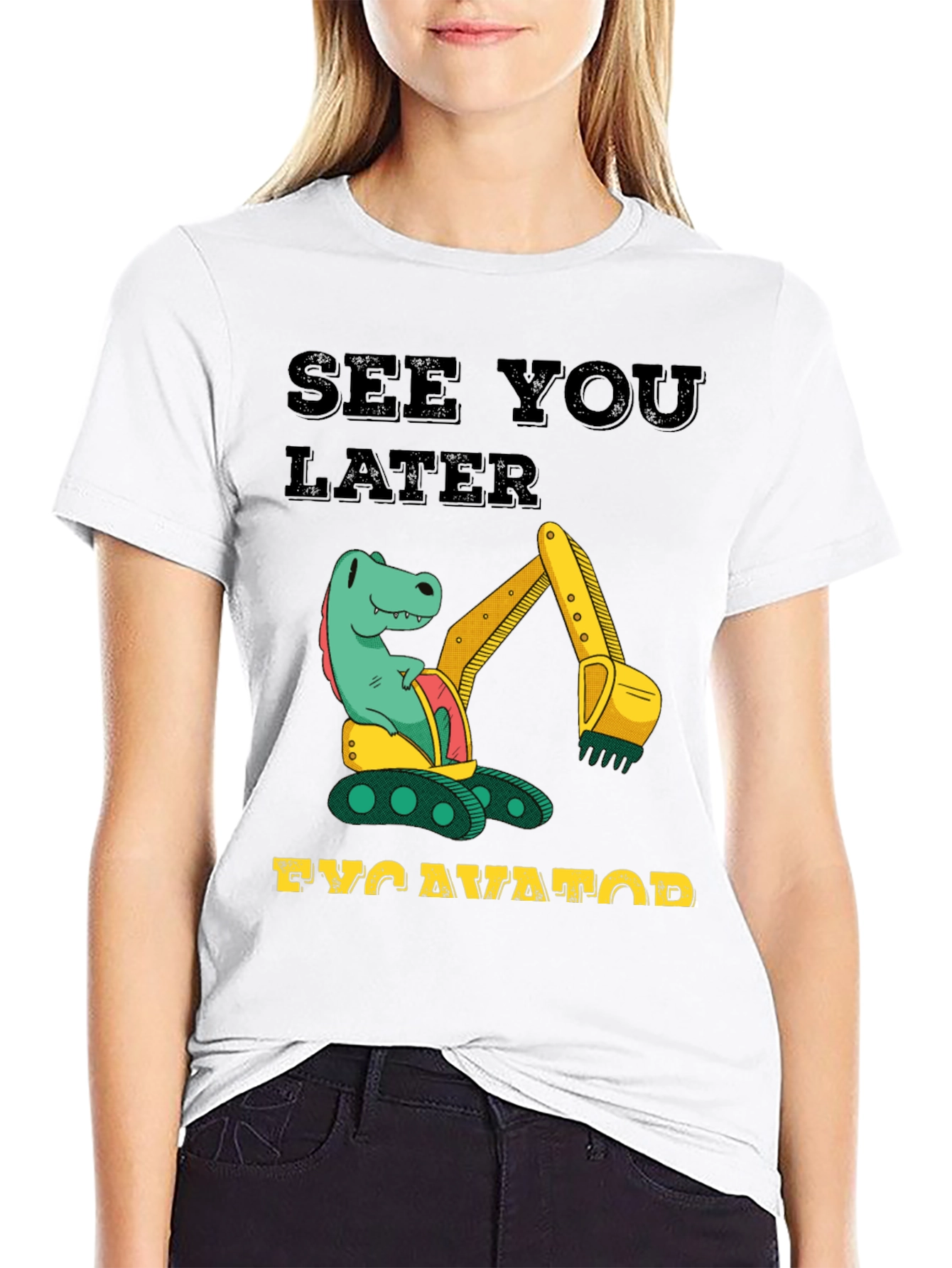 See You Later Excavator Dinosaur Graphic T-Shirt