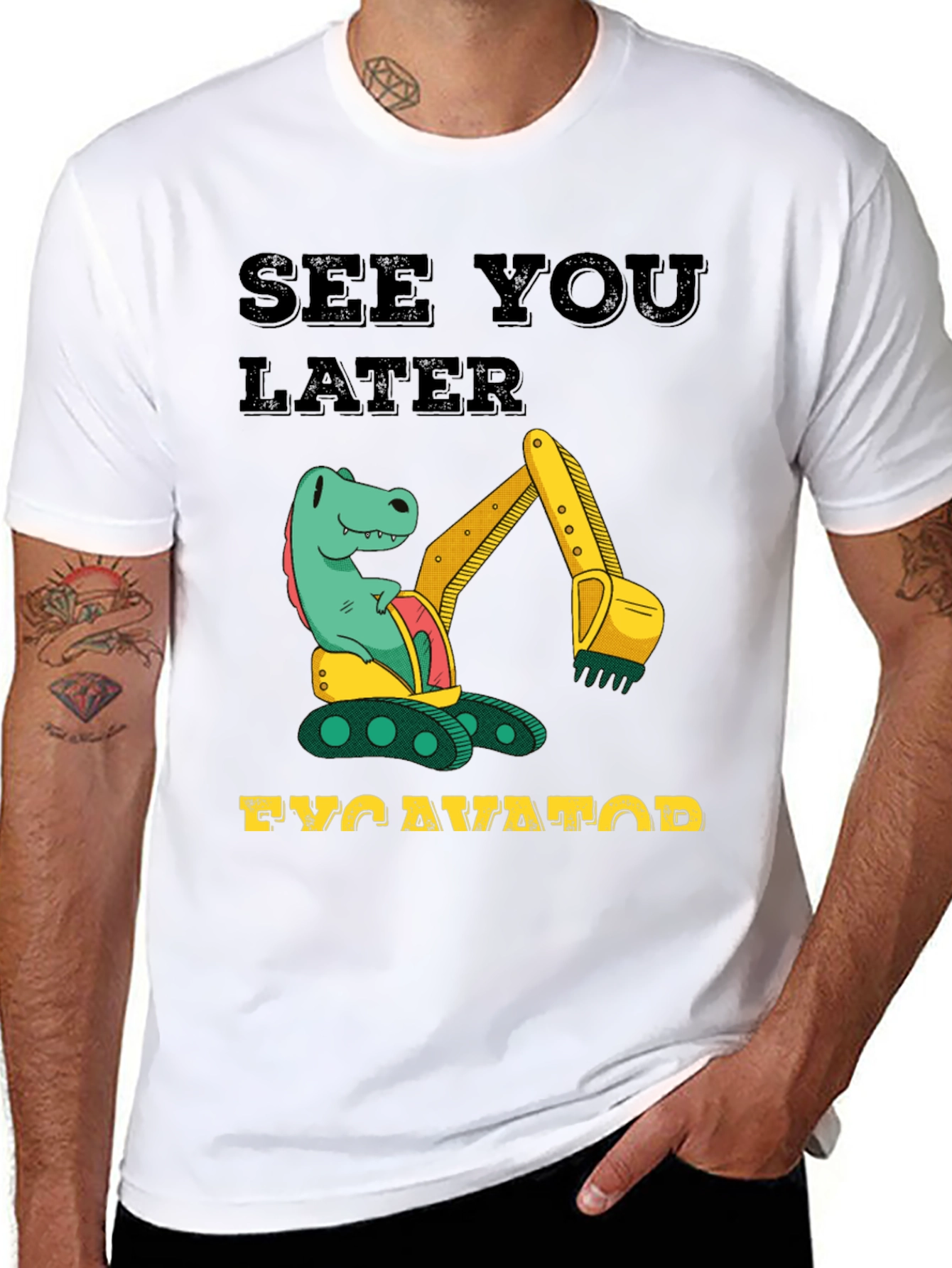 See You Later Excavator Dinosaur Graphic T-Shirt