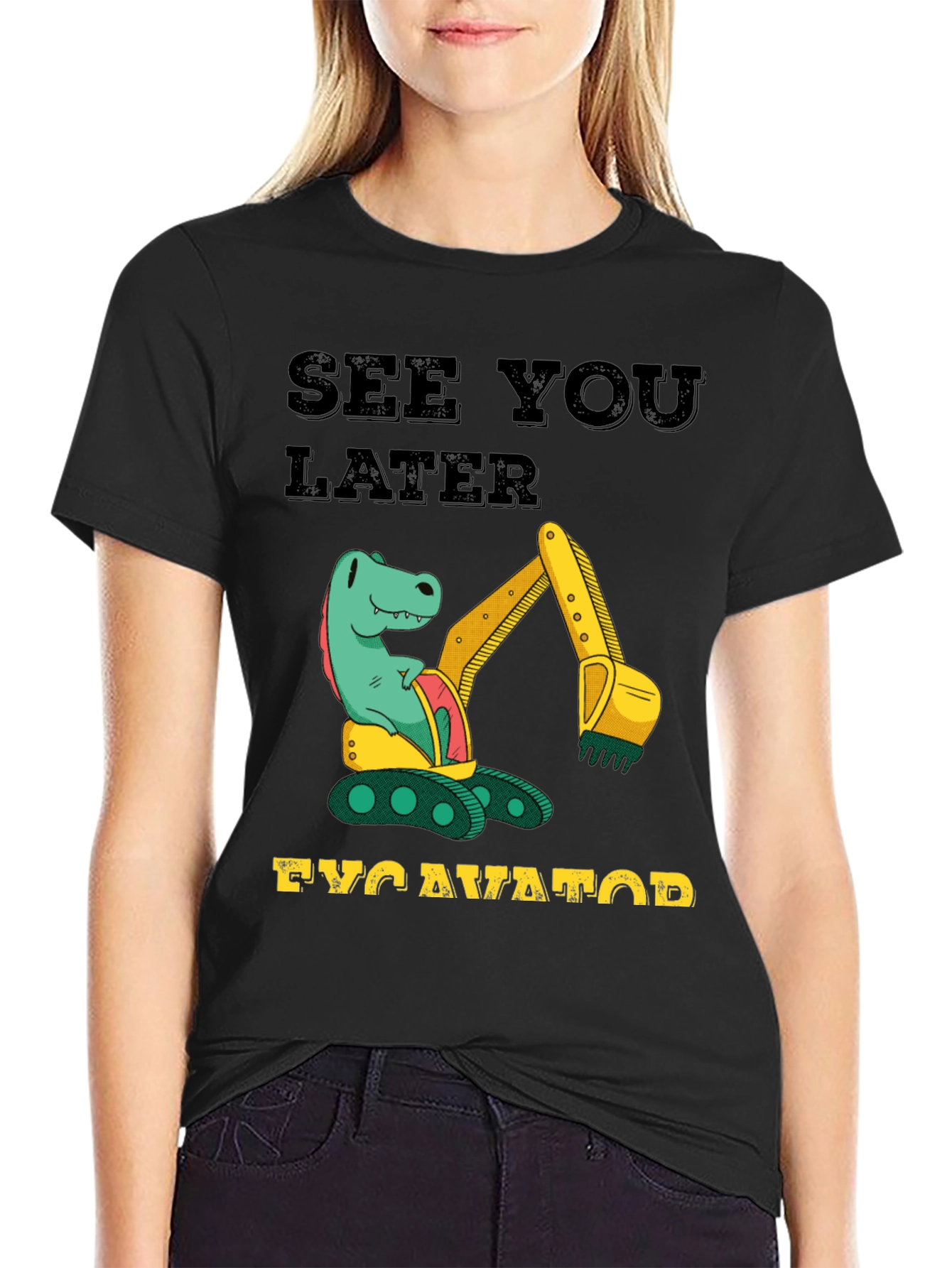 See You Later Excavator Dinosaur Graphic T-Shirt
