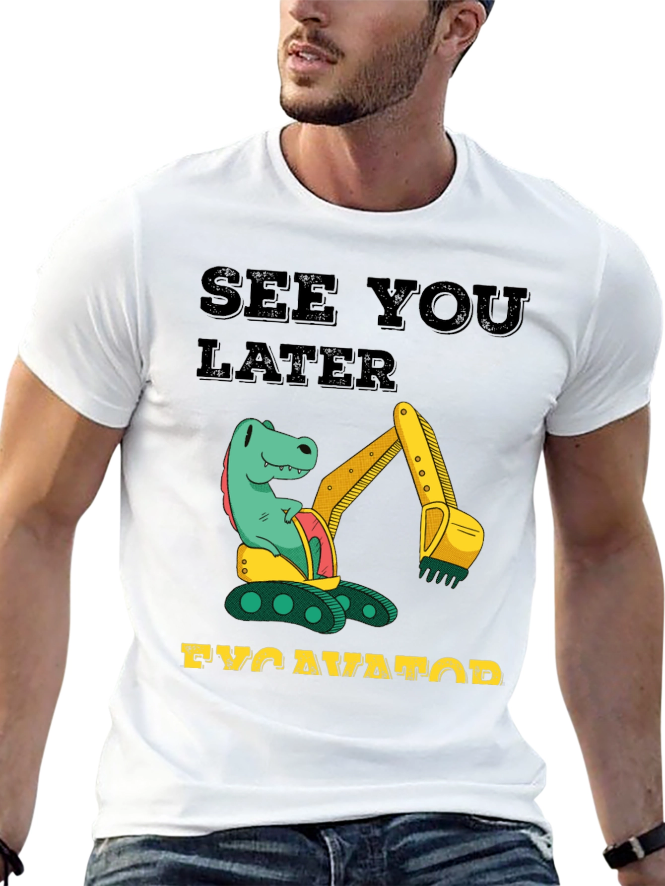 See You Later Excavator Dinosaur Graphic T-Shirt