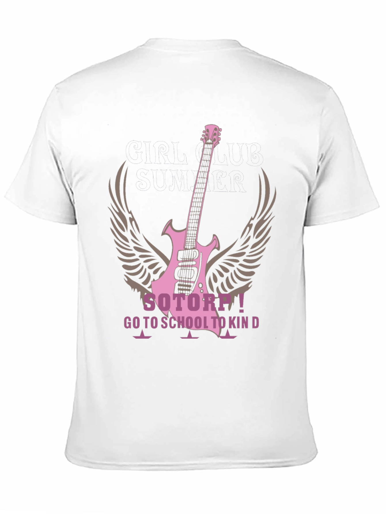 Pink Guitar Wings Black T-Shirt
