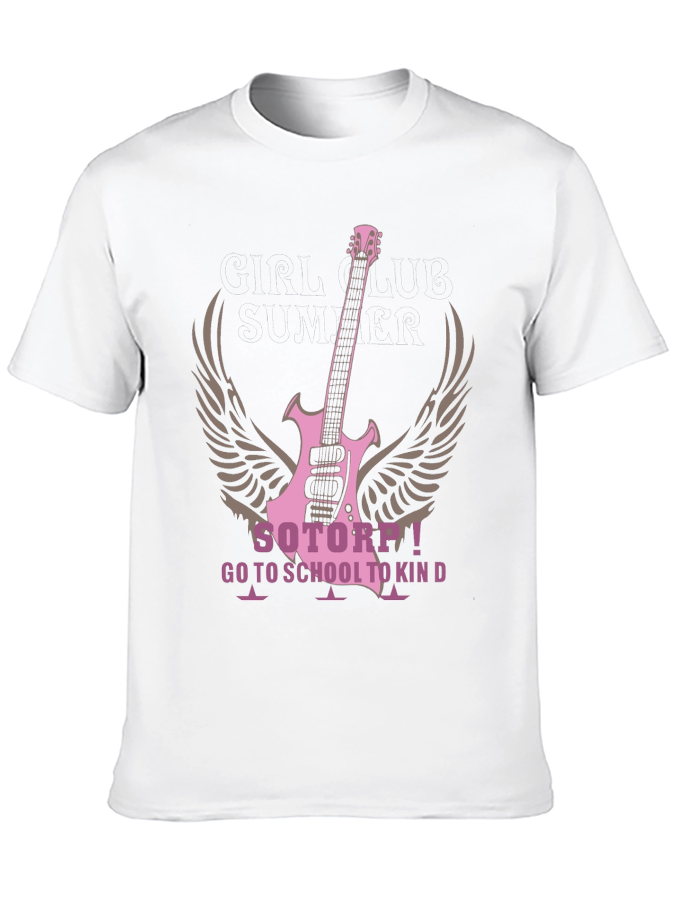 Pink Guitar Wings Black T-Shirt
