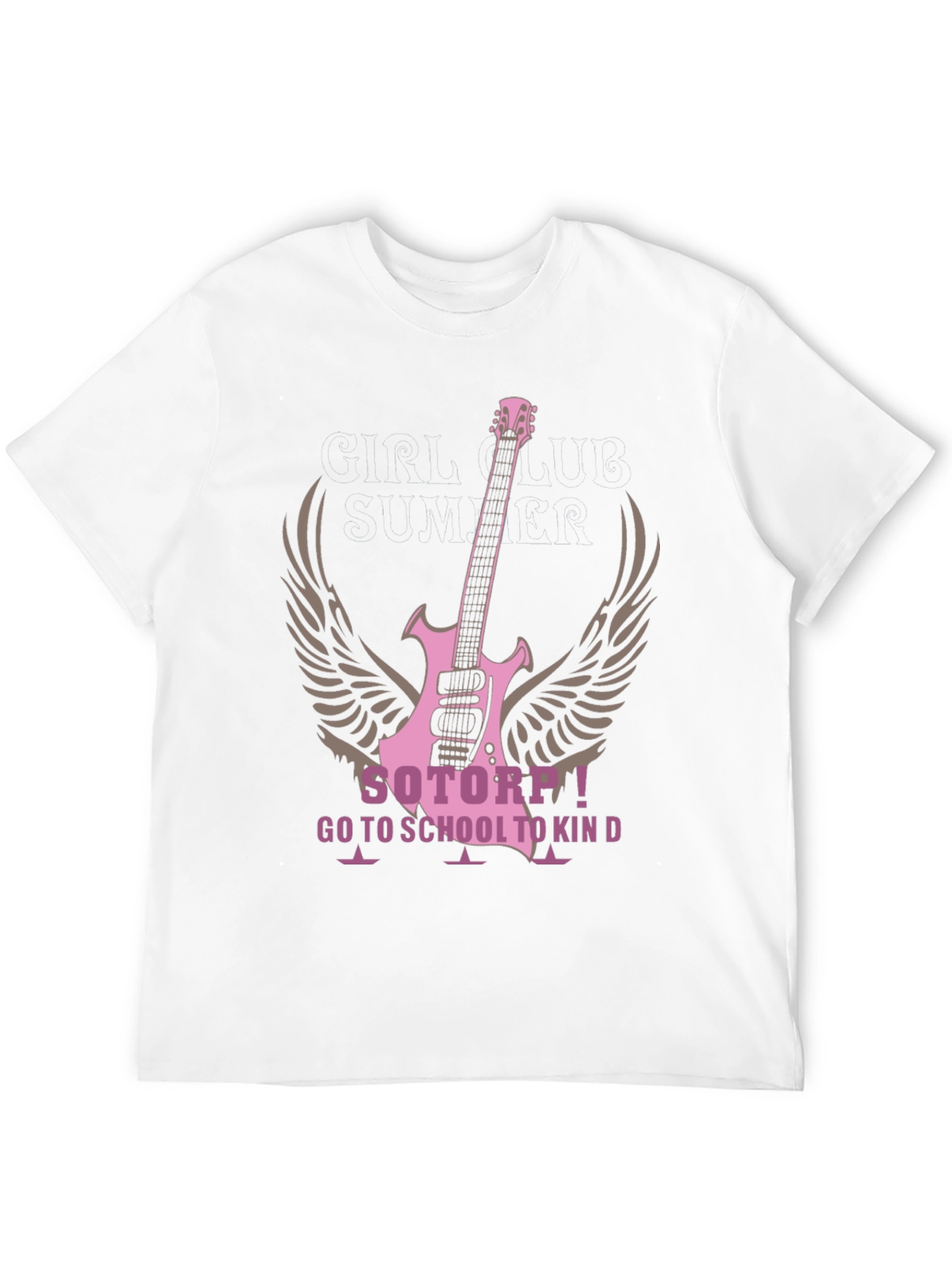 Pink Guitar Wings Black T-Shirt