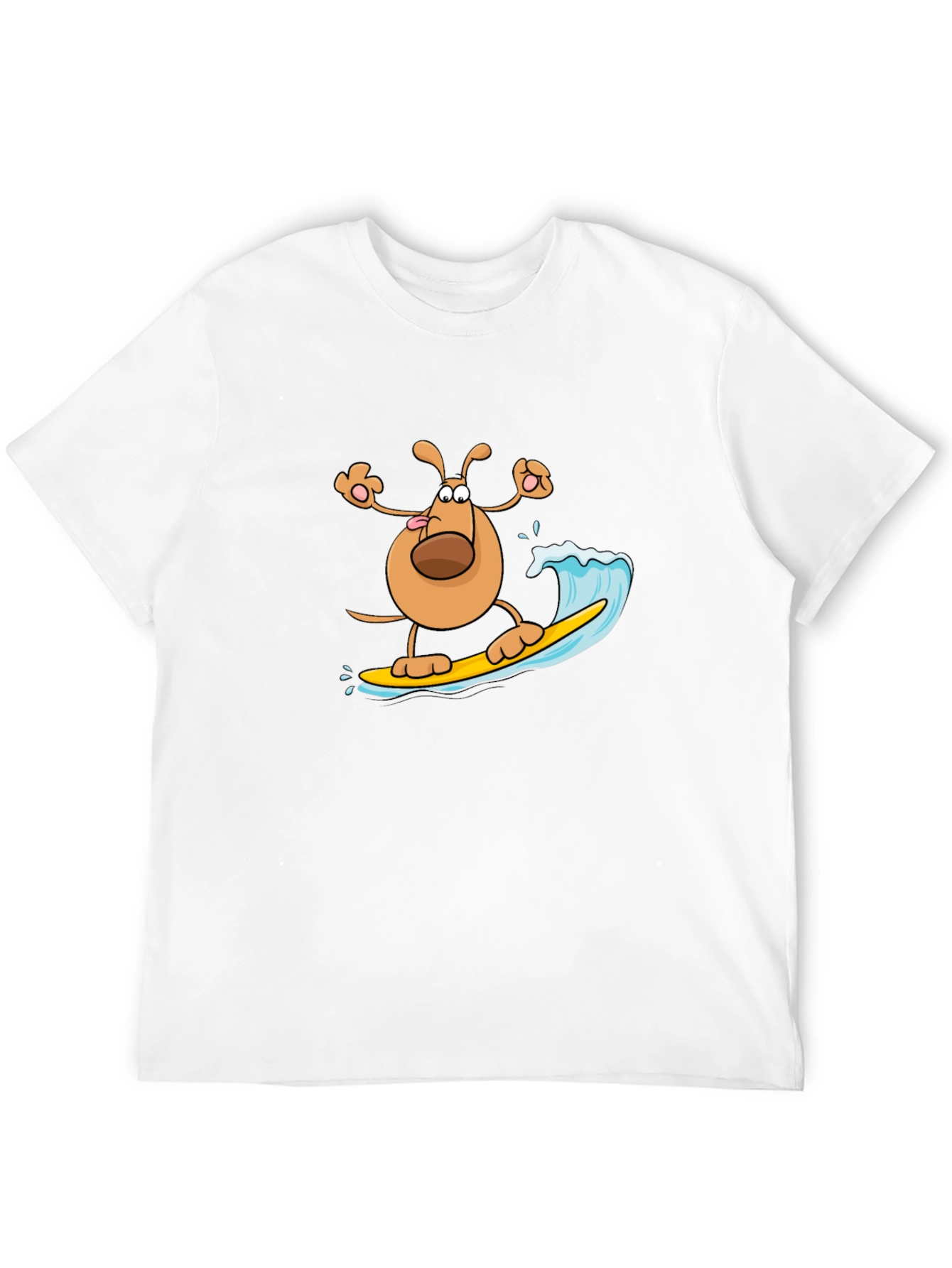 Dog Surfing T-Shirt - Black Cotton Tee