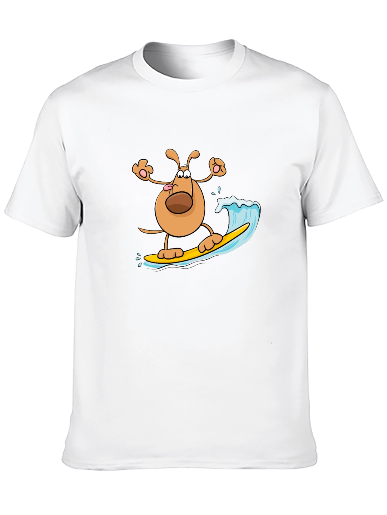 Dog Surfing T-Shirt - Black Cotton Tee