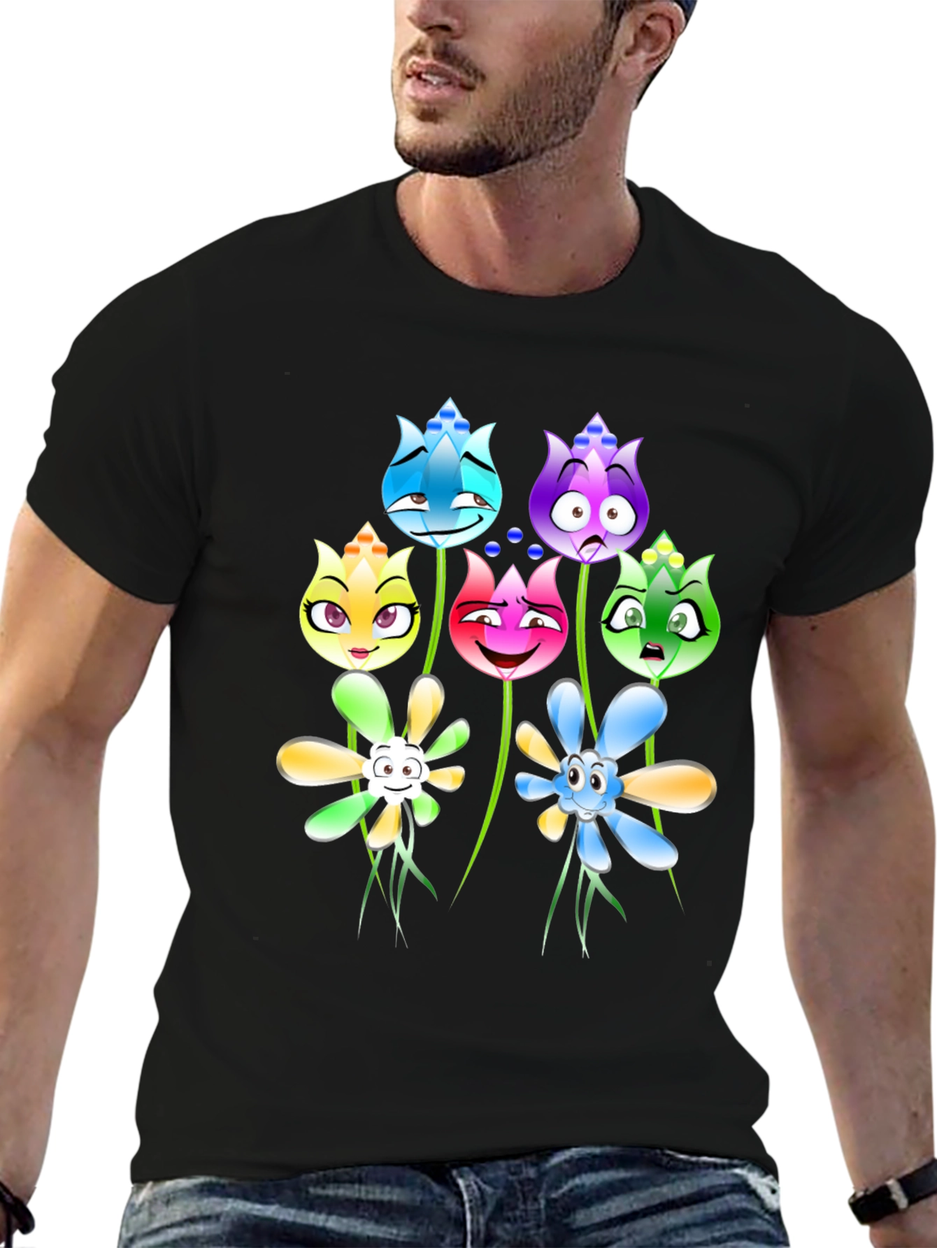 Cartoon Flower Graphic T-Shirt