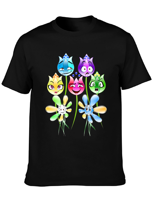 Cartoon Flower Graphic T-Shirt