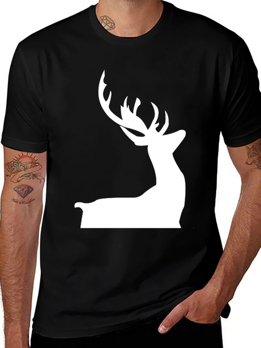 Stag Silhouette Graphic Tee - Stylish Black Shirt