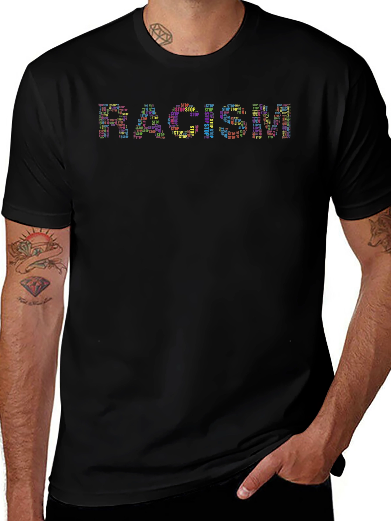 Stop Racism Graphic Tee - Black Unisex T-Shirt