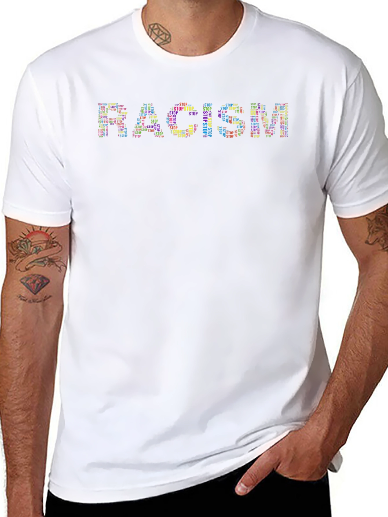 Stop Racism Graphic Tee - Black Unisex T-Shirt