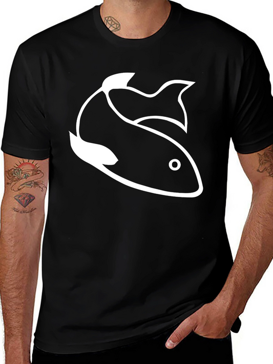 Fish Graphic Tee - Classic Black Cotton T-Shirt