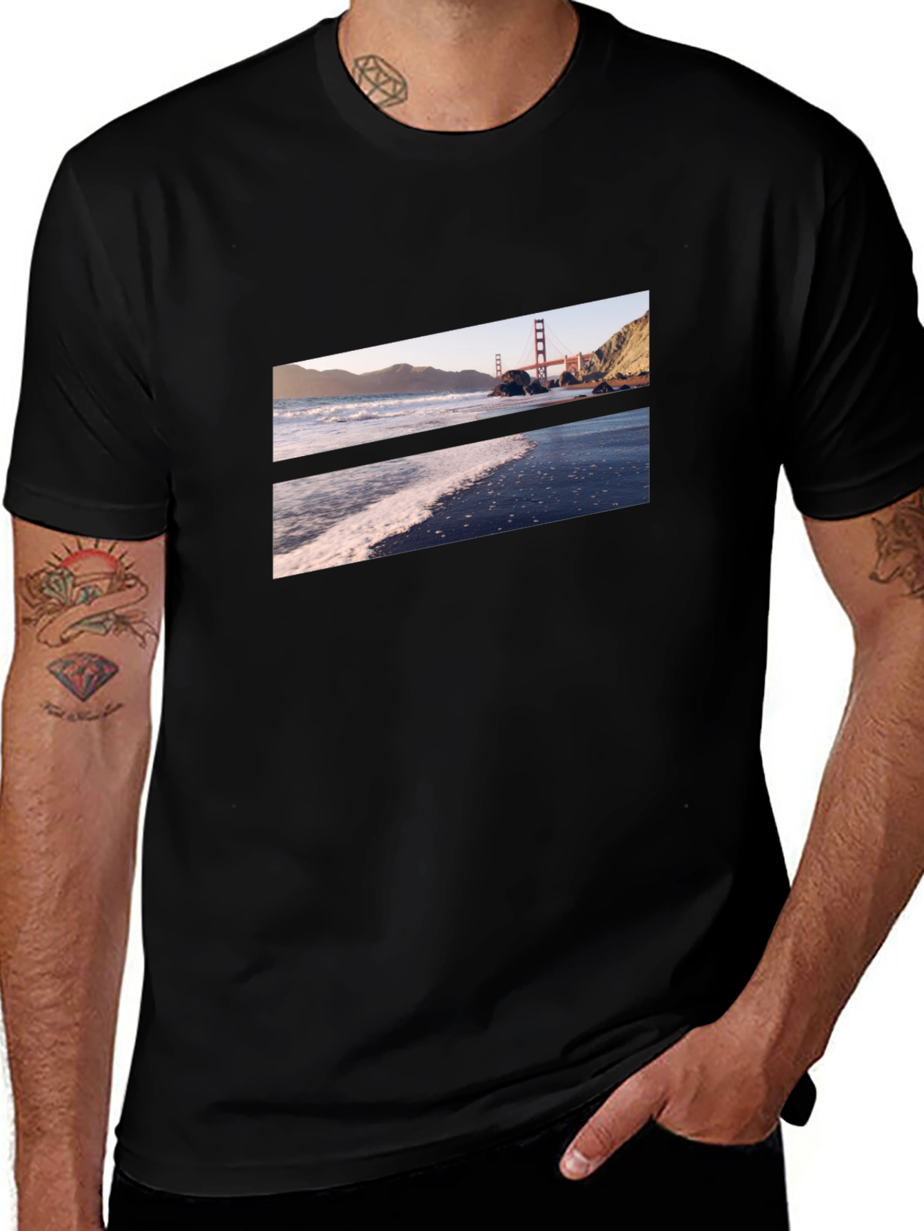 Golden Gate Beach Black Tee