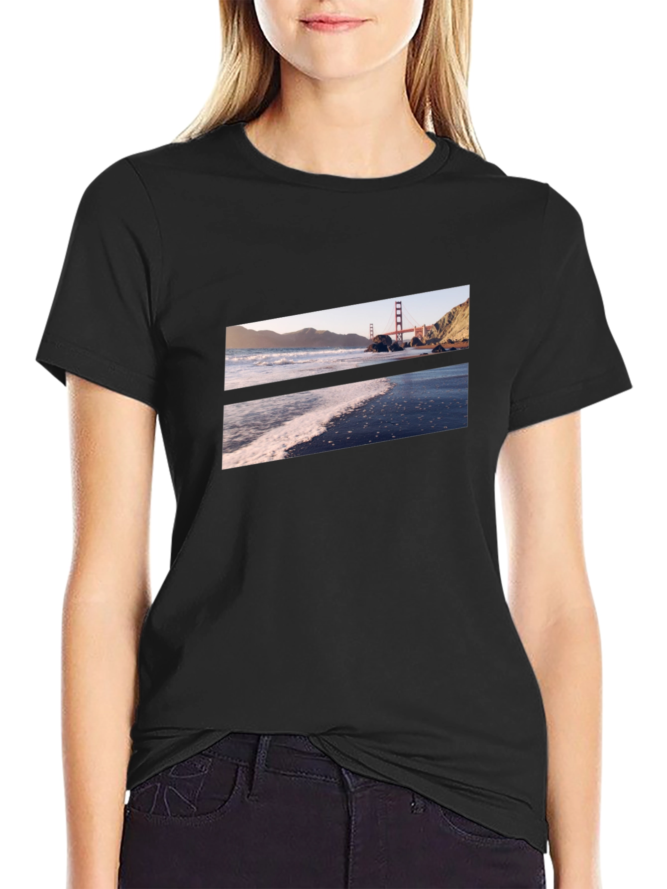 Golden Gate Beach Black Tee