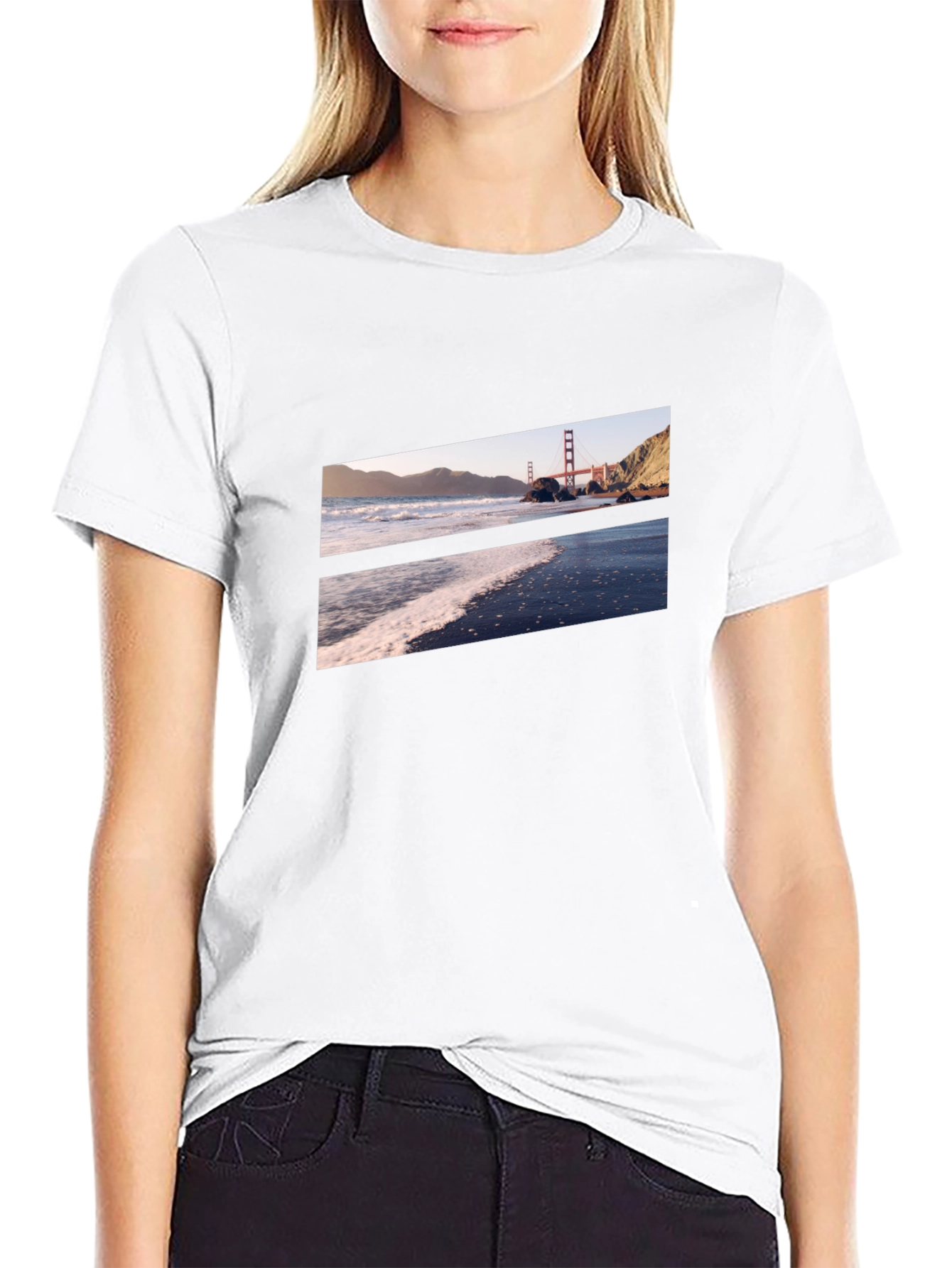 Golden Gate Beach Black Tee
