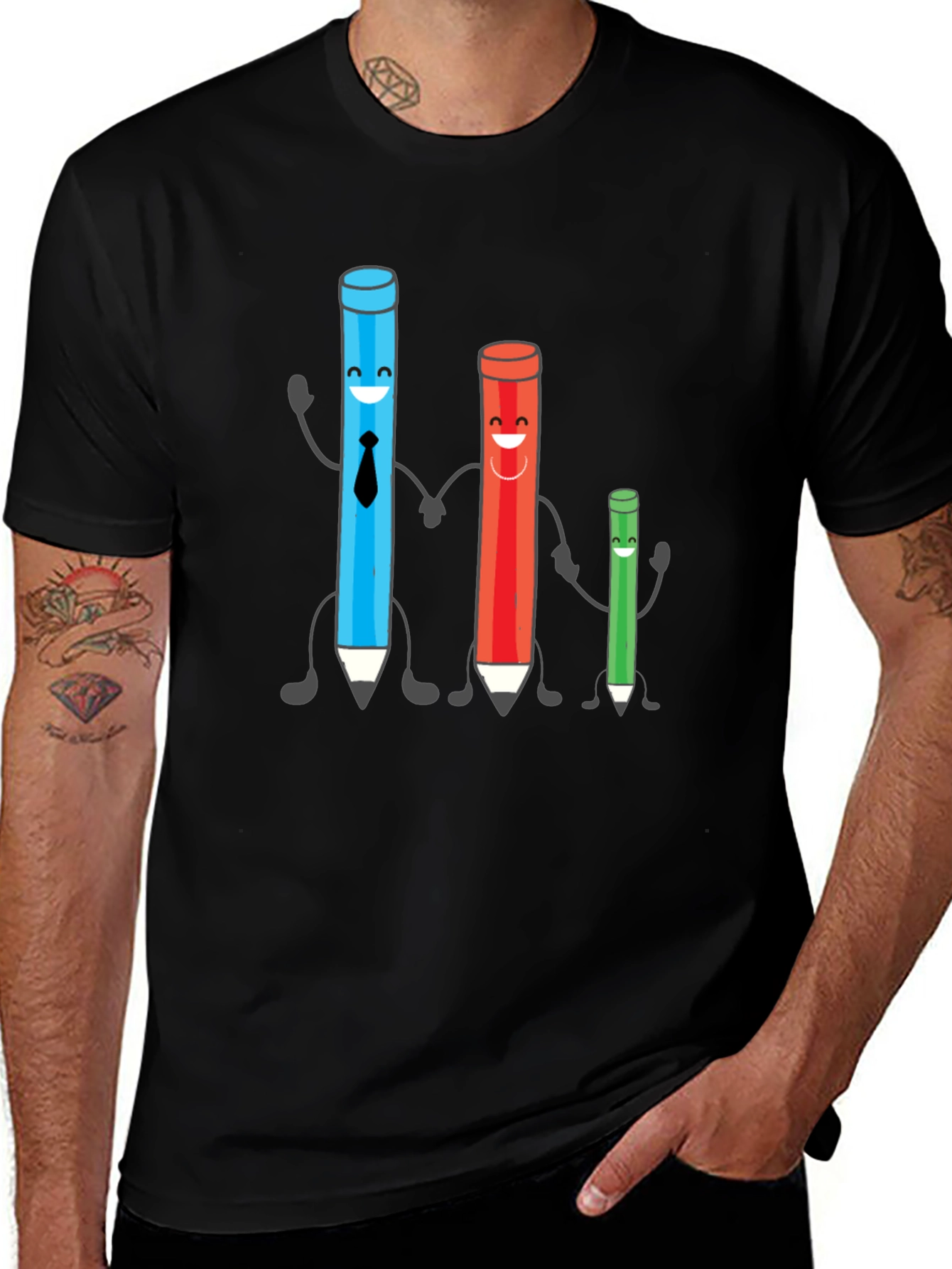 Cartoon Pencil Family T-Shirt