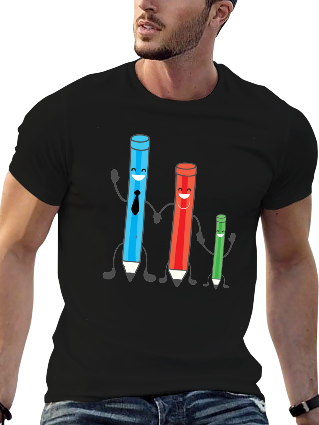 Cartoon Pencil Family T-Shirt