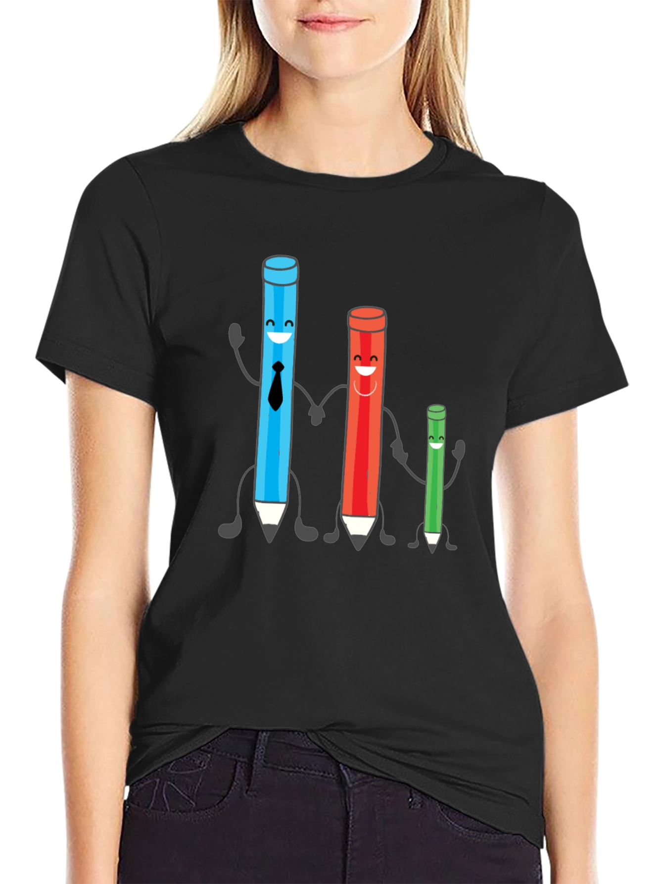 Cartoon Pencil Family T-Shirt