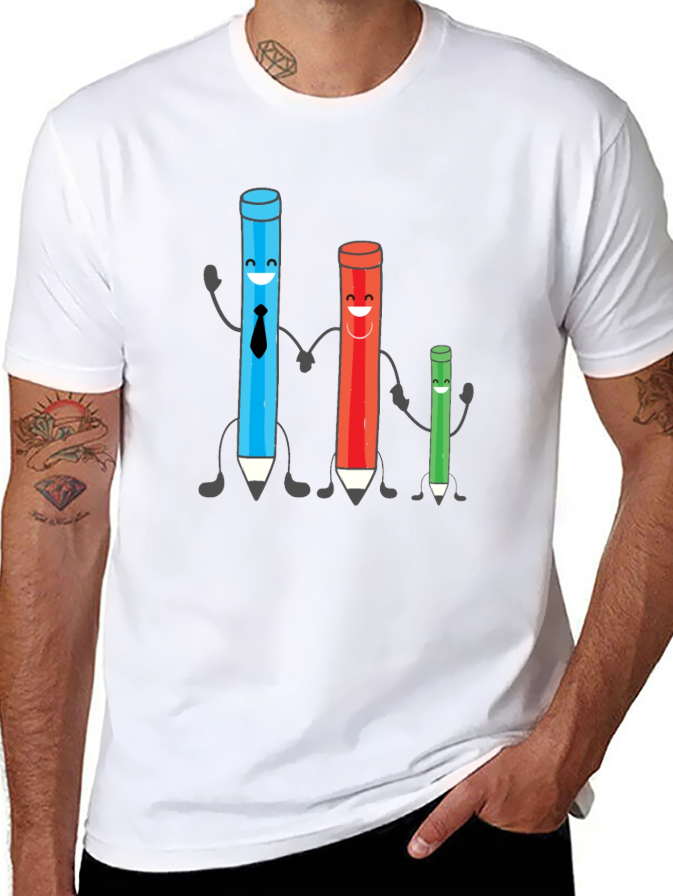 Cartoon Pencil Family T-Shirt