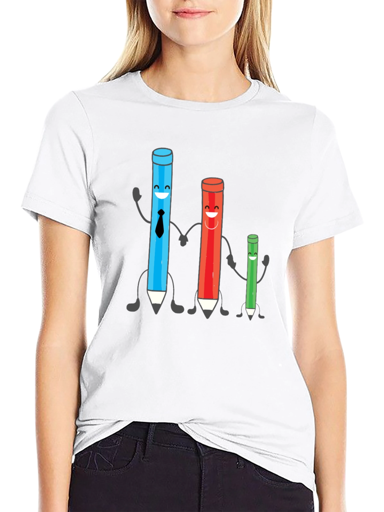 Cartoon Pencil Family T-Shirt