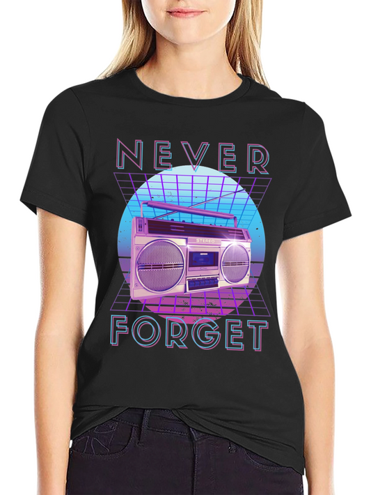 Retro 80s Boombox Never Forget Graphic Tee