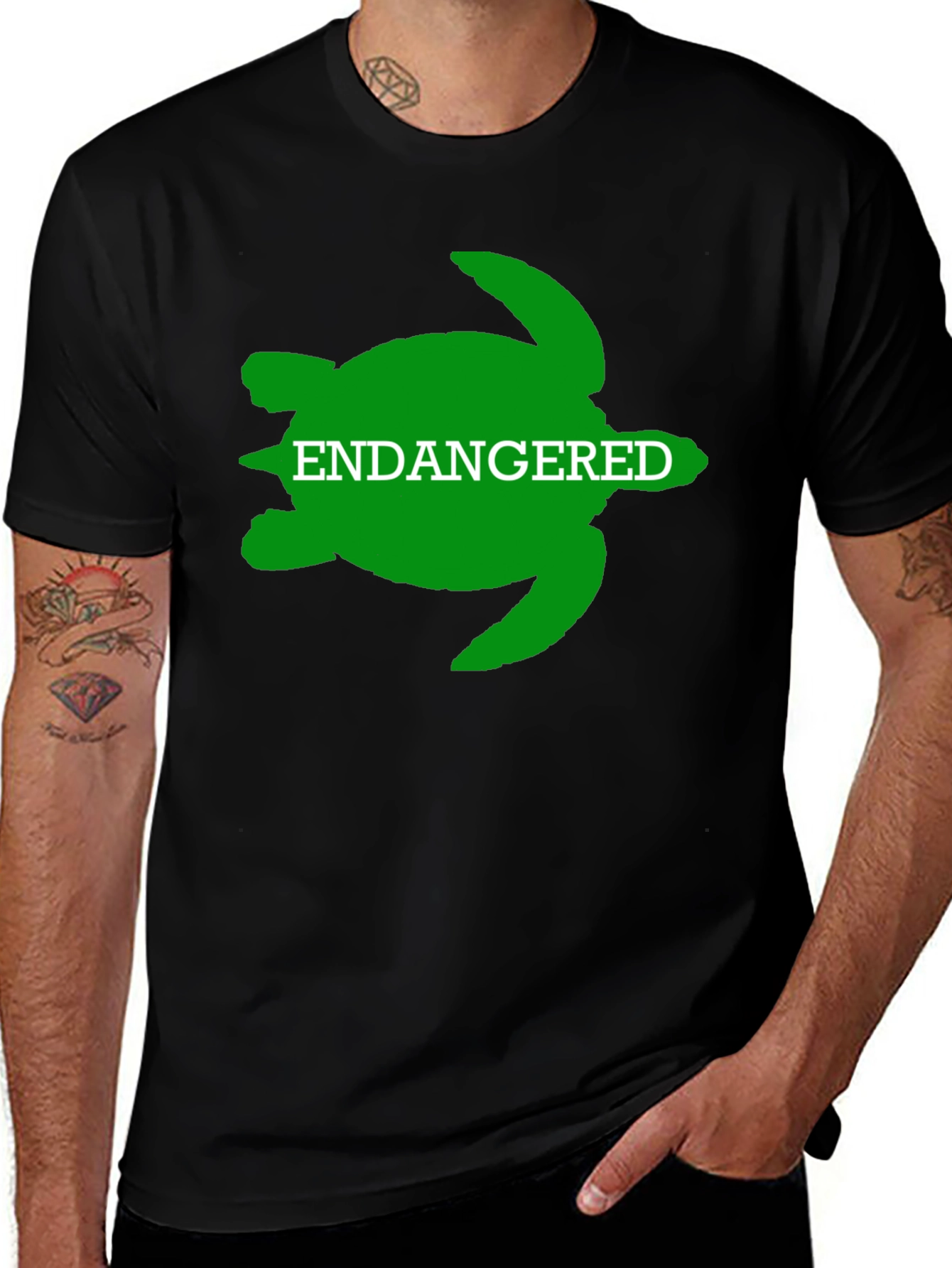Endangered Turtle Graphic Tee - Black