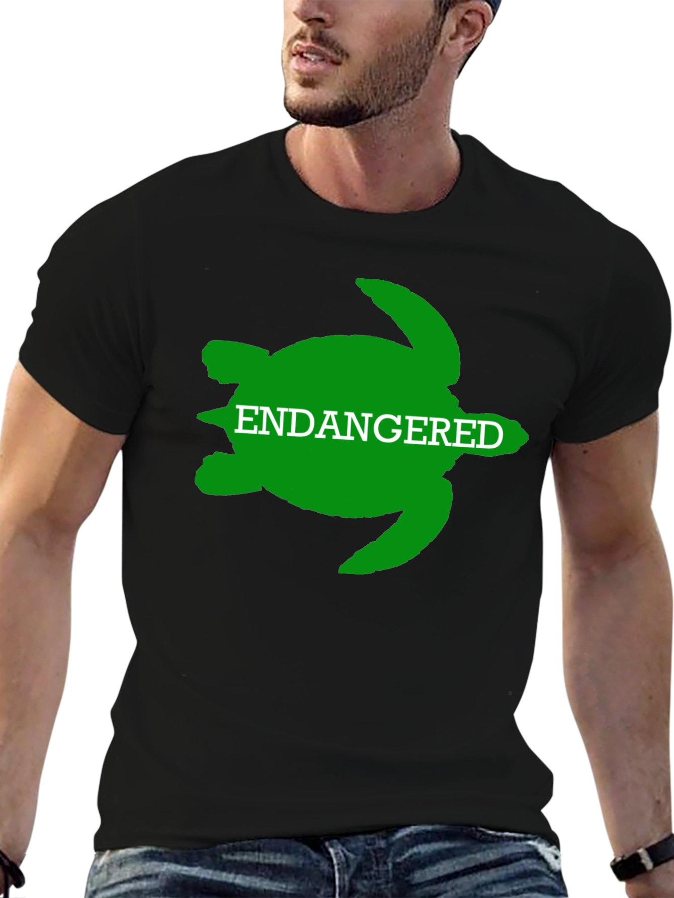 Endangered Turtle Graphic Tee - Black