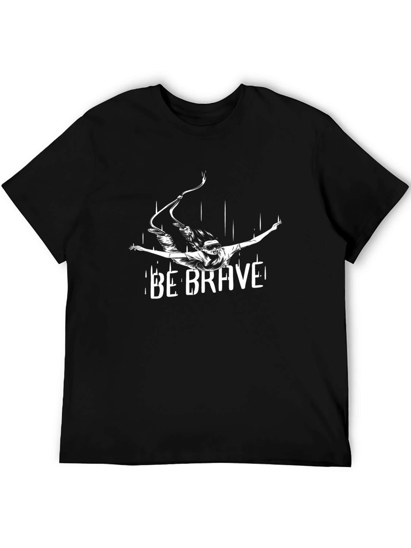 Be Brave Skydiver Graphic Tee - Black Cotton T-Shirt
